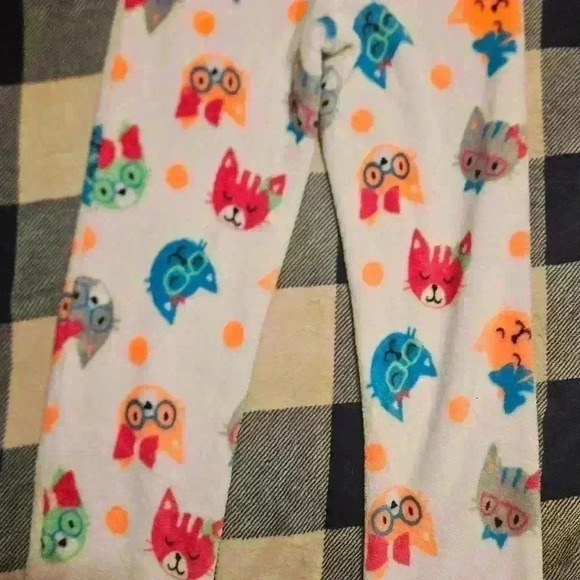Unbranded Girls White With Cat Design Throughout Fuzzy Pajama Pants Size Large - Picture 8 of 8